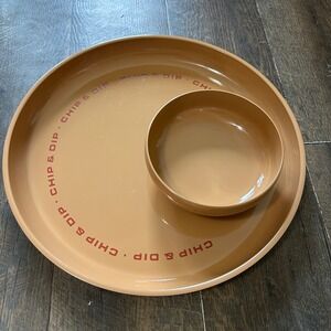 Vintage Georges Briard Melamine Chip and Dip Set Tan MCM Made in Japan Round